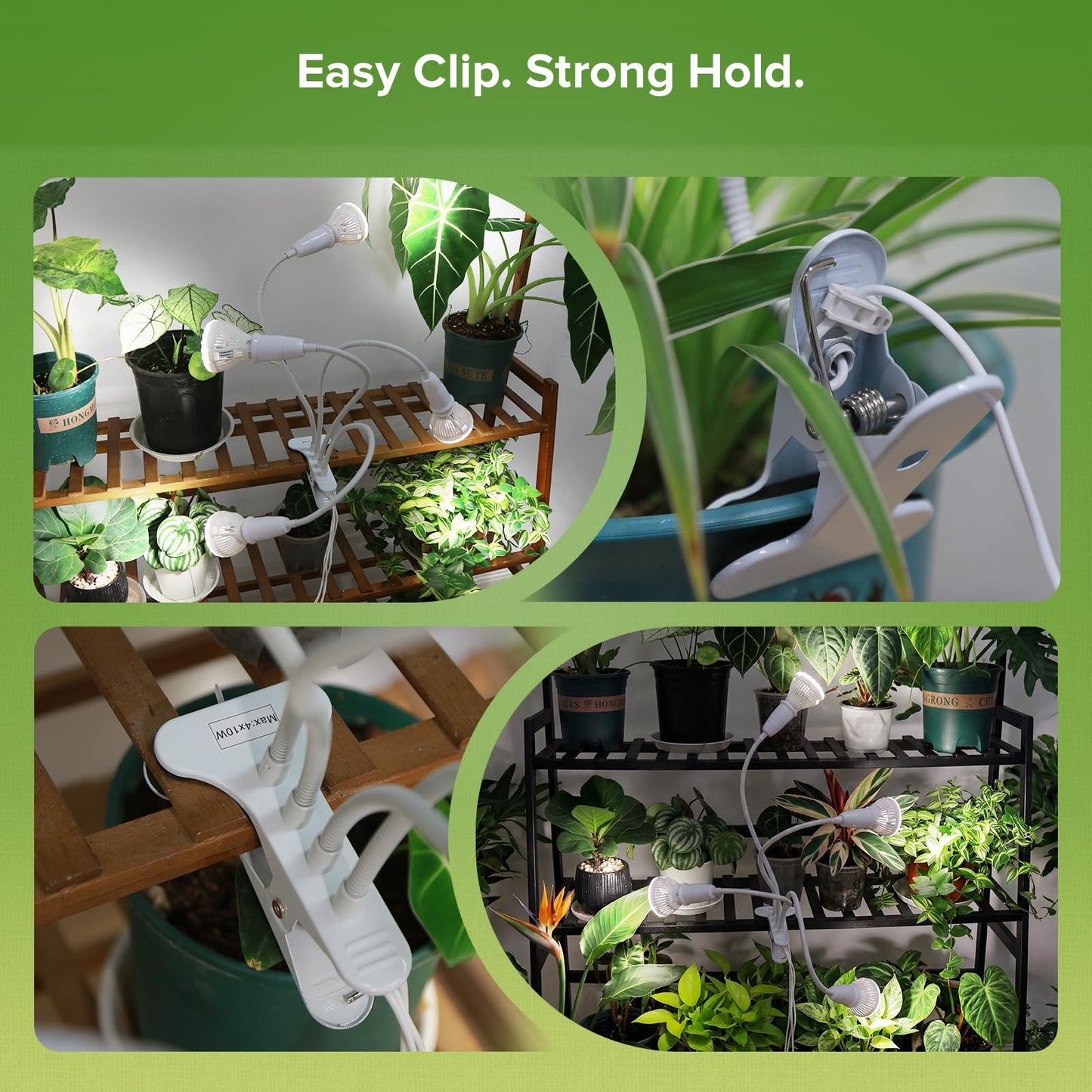 SGLEDs Grow Lights for Indoor Plants, LED 40 W Full Spectrum Bulb Replaceable Plant Light, 600 W Equivalent Clip on Grow Light with Optical Lens for Indoor Growing, Lifetime Free Bulb Replacement