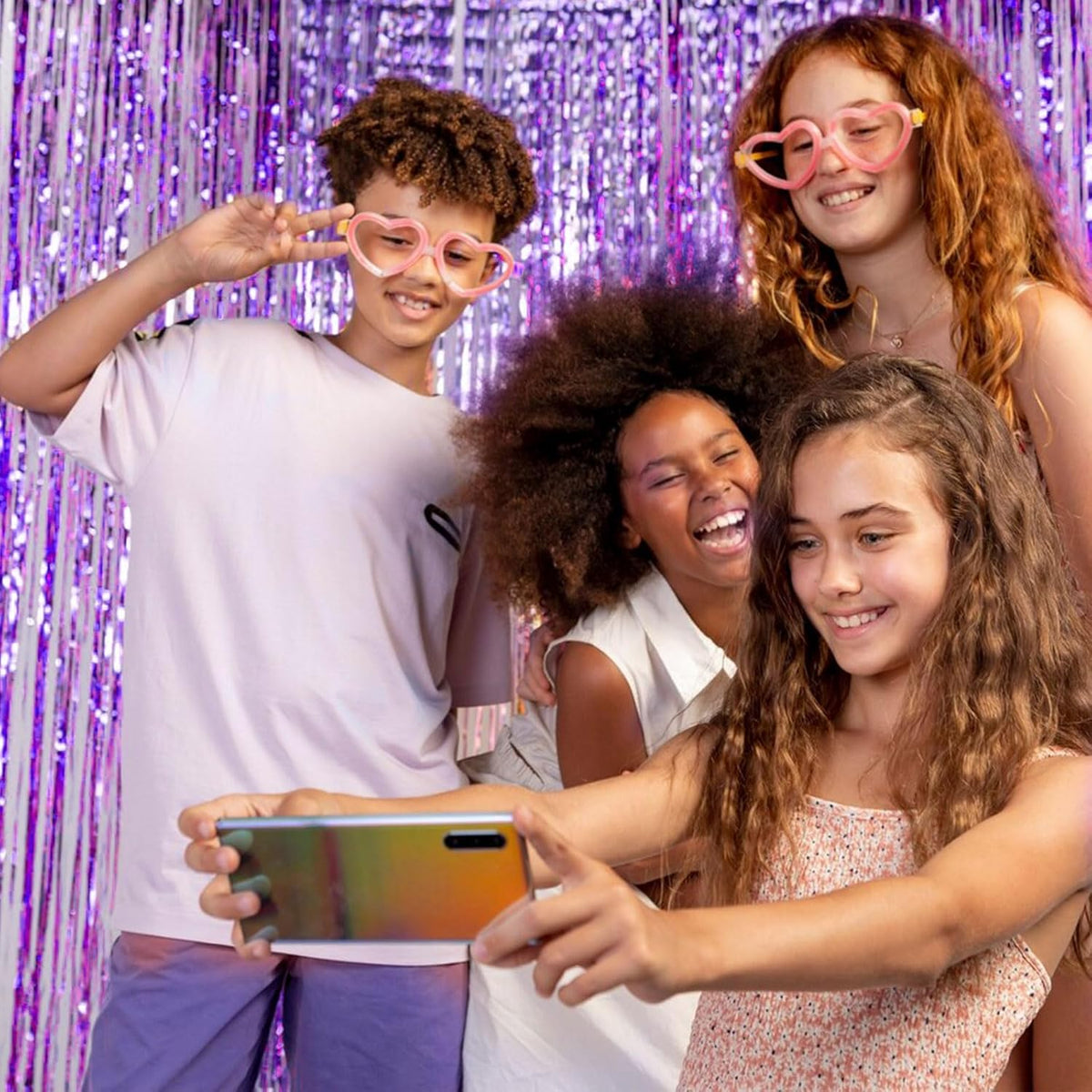 10 Pack Foil Curtain Backdrop Purple Metallic Tinsel Foil Fringe Curtains Photo Booth Props for Birthday Wedding Engagement Baby Shower Bachelorette Christmas Holiday Celebration Party
