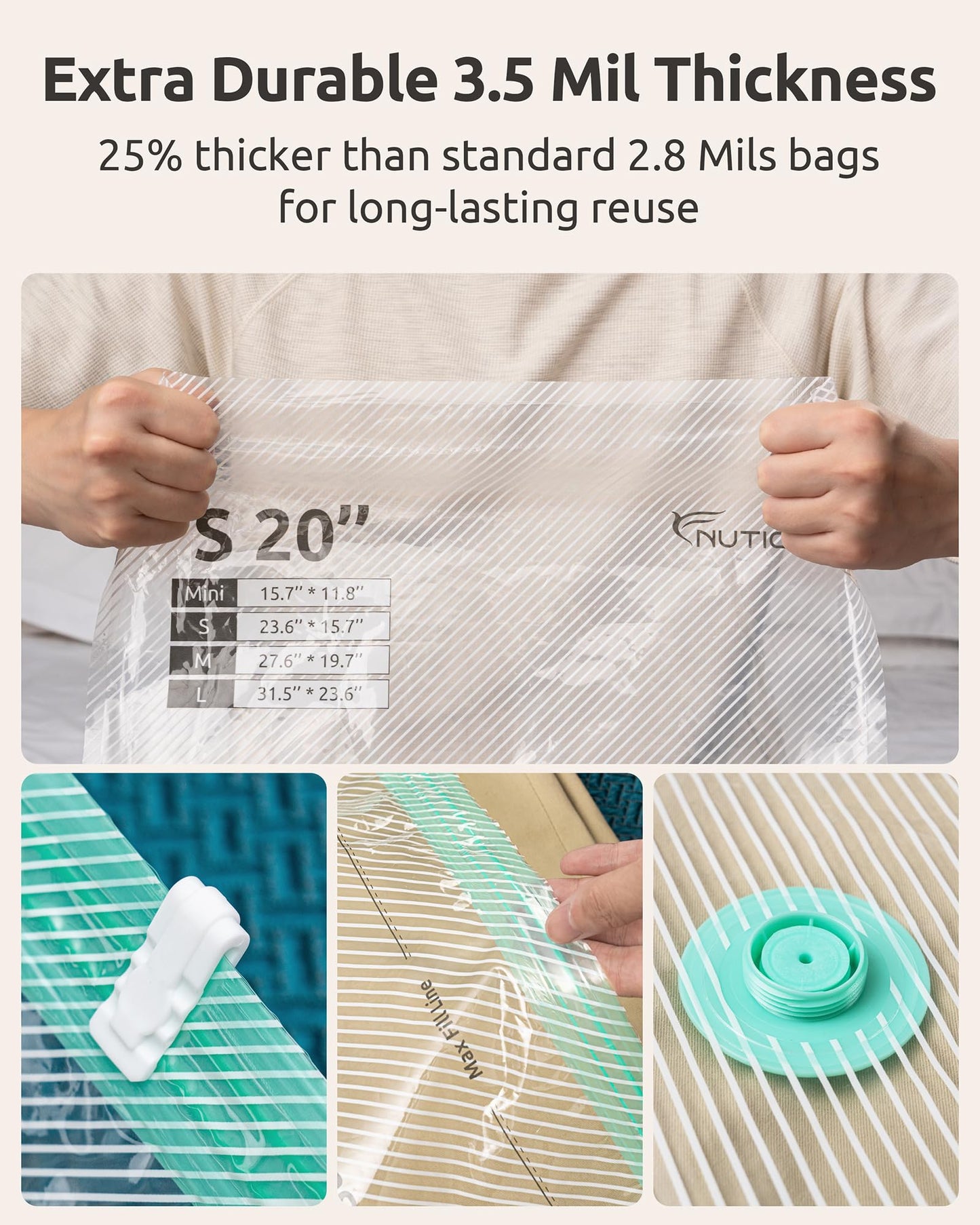 NUTICT 16 Pack Vacuum Storage Bags for Travel, 2000mAh Rechargeable Wireless Air Pump, Long-Term Reusable Vacuum Seal Bag for Clothes & Blankets, Compression Space Saver for Luggage and Suitcase