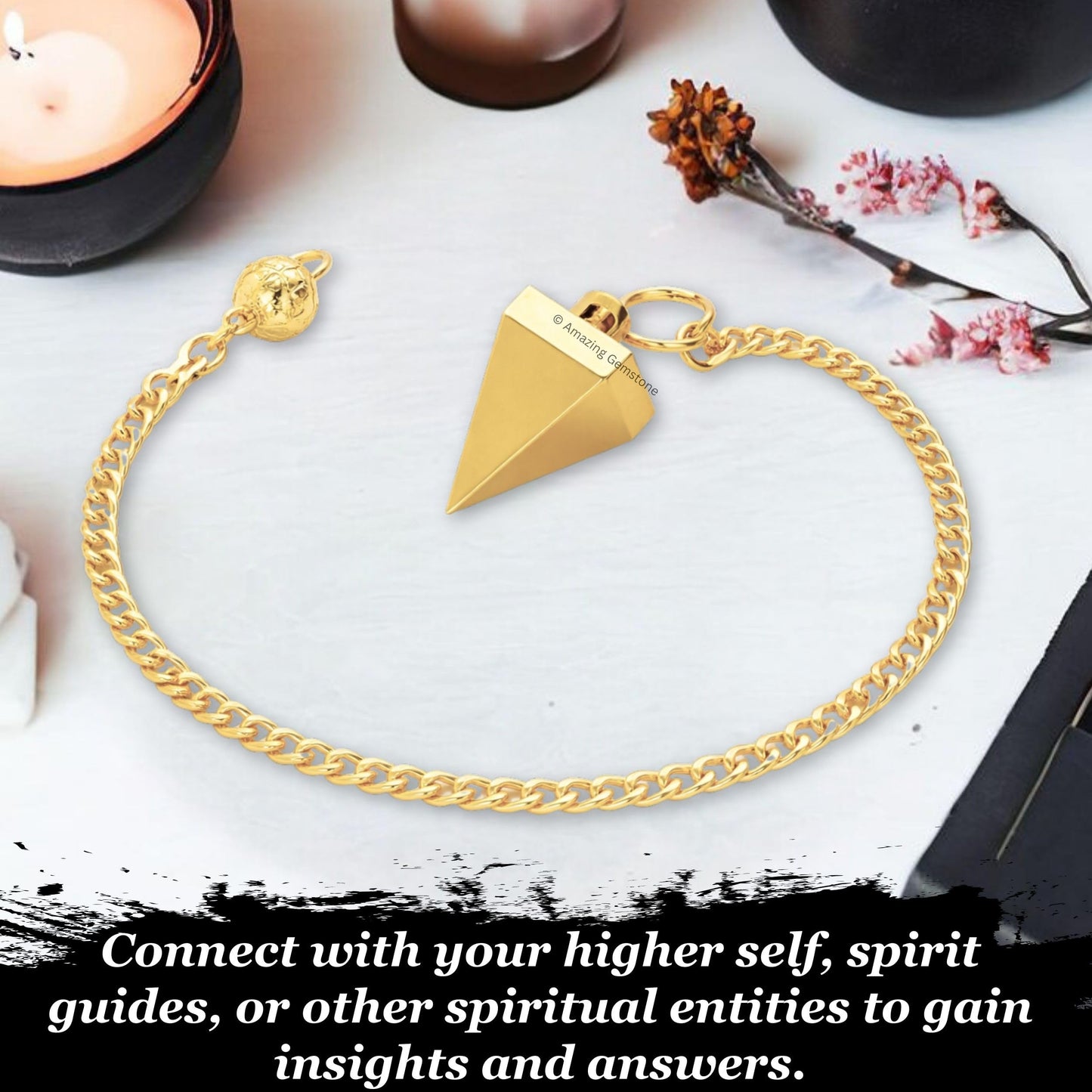 Amazing Gemstone Healing Metal Pendulums for Divination, Gold Small Cone Steel Copper Pendulum High Energy Pendulo de Bronce Pendulos de Mesa MP120