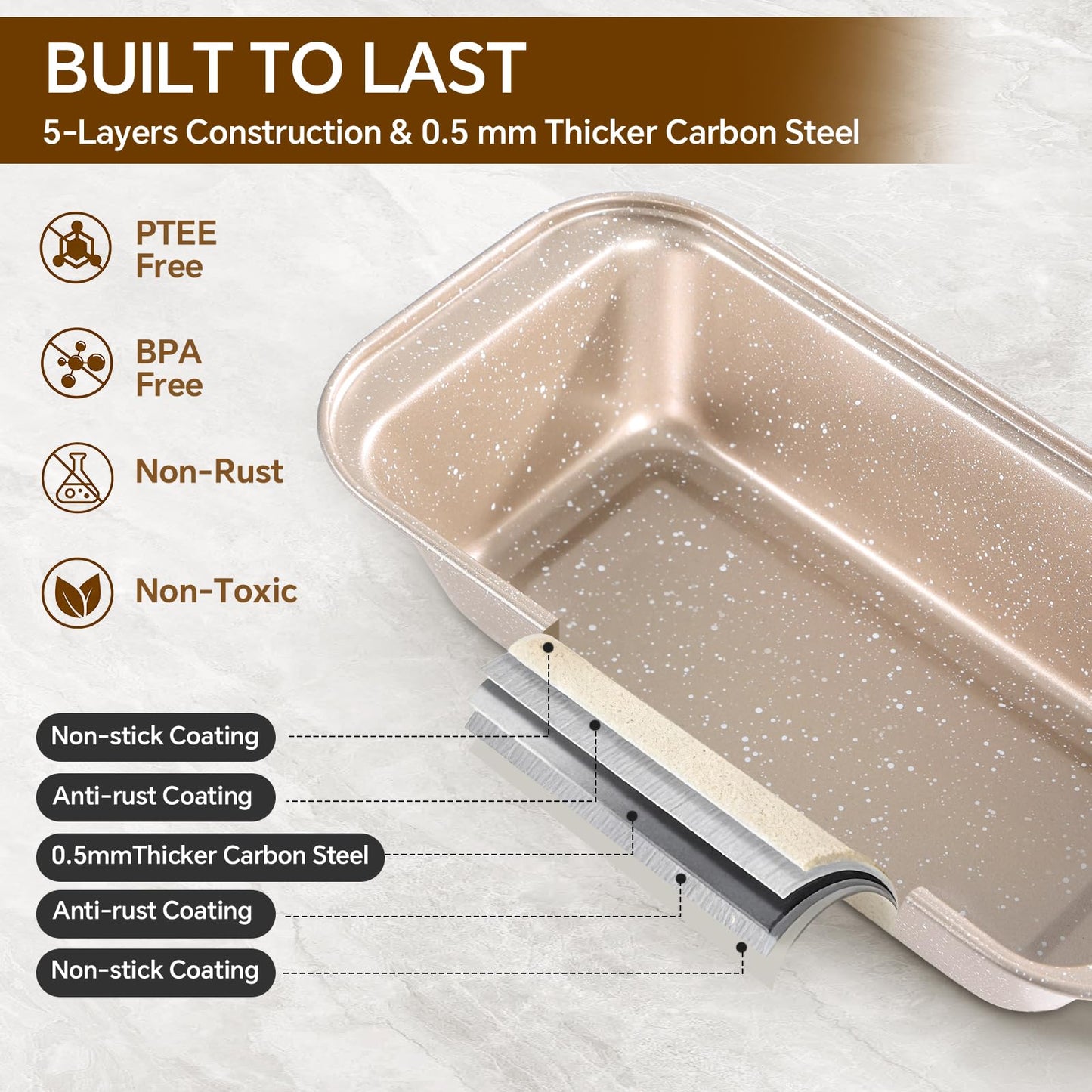 FLAREFX 11 Piece Baking Set | Nonstick & Non Toxic Bakeware Sets Baking Pans Set | Carbon Steel Baking Supplies Include Notebook, Cookie Sheets, Roasting Pan, Muffin Pan, Cake Pan, Pizza Pan, Loaf Pan