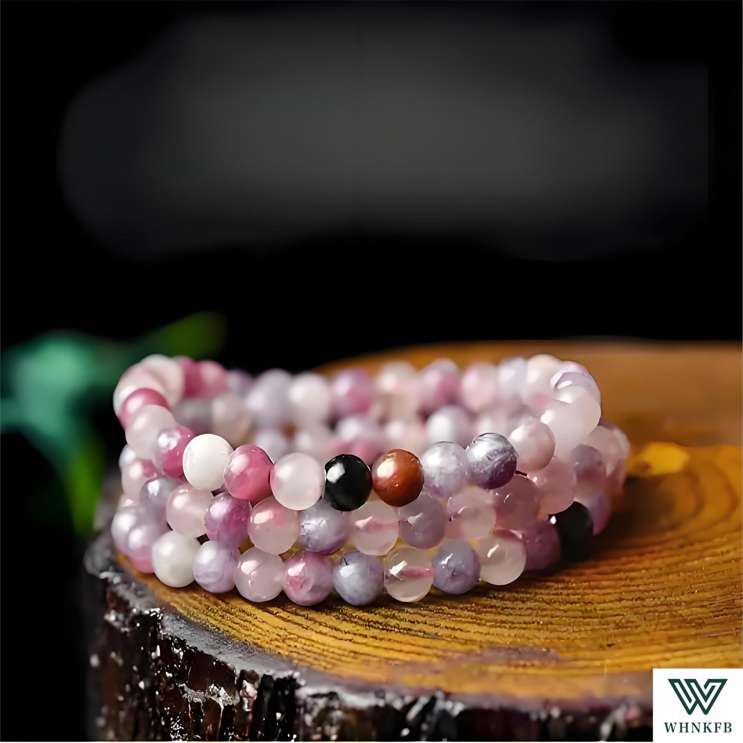 WHNKFB 8mm 50PCS Natural Watermelon Tourmaline Round Beads, Pink-Green Loose Gemstone Beads for Jewelry Making Craft - 6mm 8mm 10mm Options with Free Elastic Cord