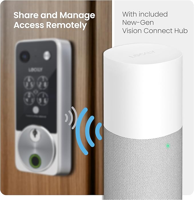 Lockly Vision Zeno Smart Lock with Video Doorbell Camera, Fingerprint Keyless Entry with Apple Home Key, Wi-Fi Deadbolt for Front Door, PIN Genie Keypad, App Remote Control, 2 Rechargeable Batteries