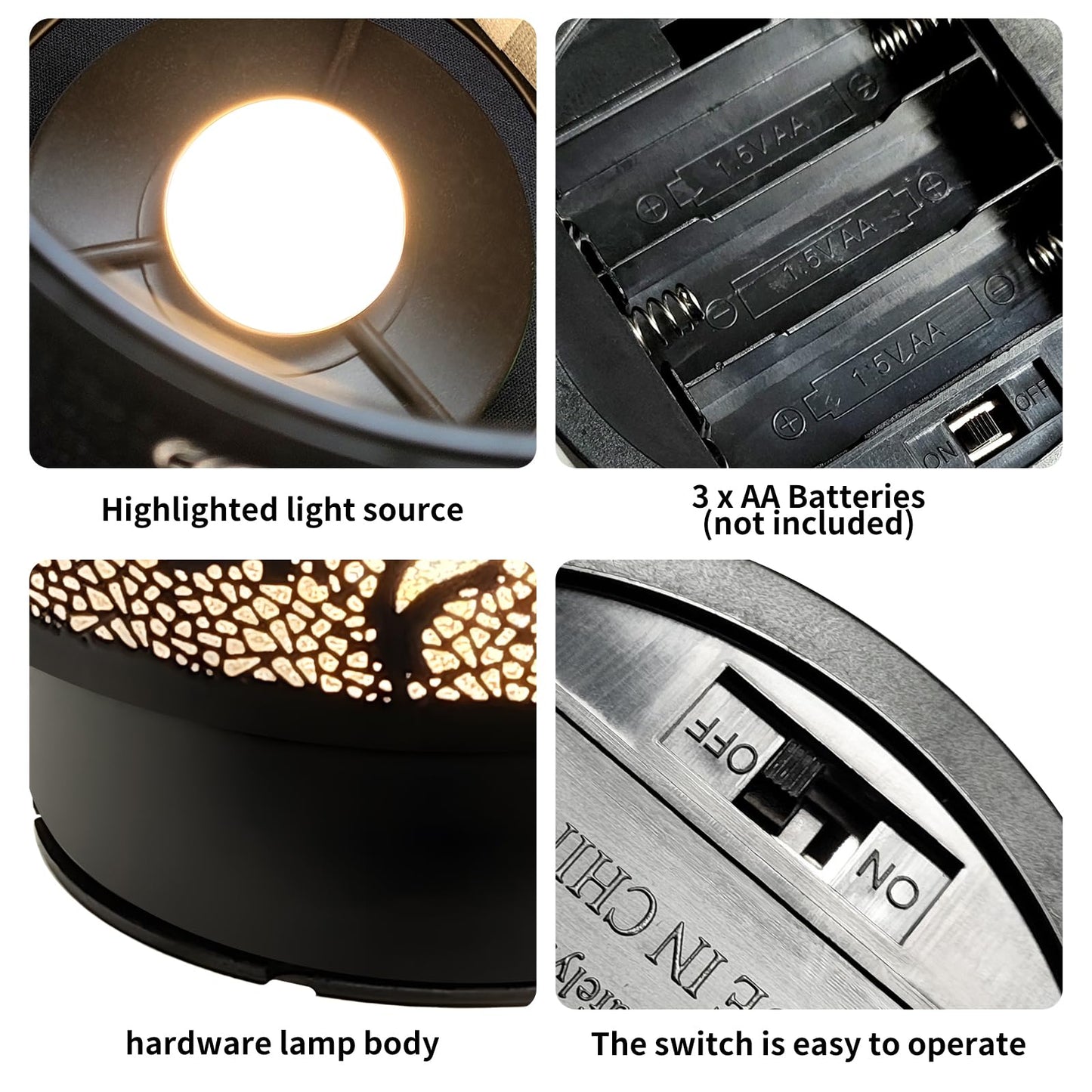 HEKALU Battery Operated Table Lamp, Cordless Lamps for Home Décor, Nightlight with LED Bulb with Timer for Living Room Bedroom Tabletop Entryway Centerpiece Gift (Forest)