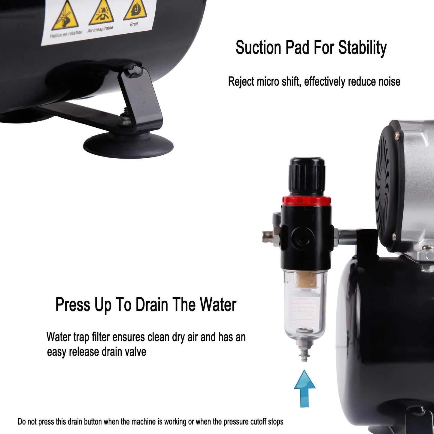 Timbertech Upgraded Airbrush Single-Piston Oil-free Mini Compressor ABPST08 with Cooling Fan, 3L Tank, Regulator, Moisture trap for Hobby, Body Tattoo, Model Painting, Automotive Graphic, Make-up