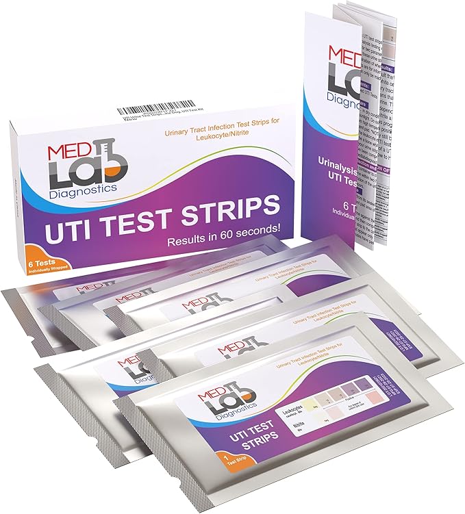 UTI Urine Test Strips(Pack of 6) Individually Wrapped Urinary Tract Infection UTI Test Kit for Women, Men, Kids Cats and Dogs