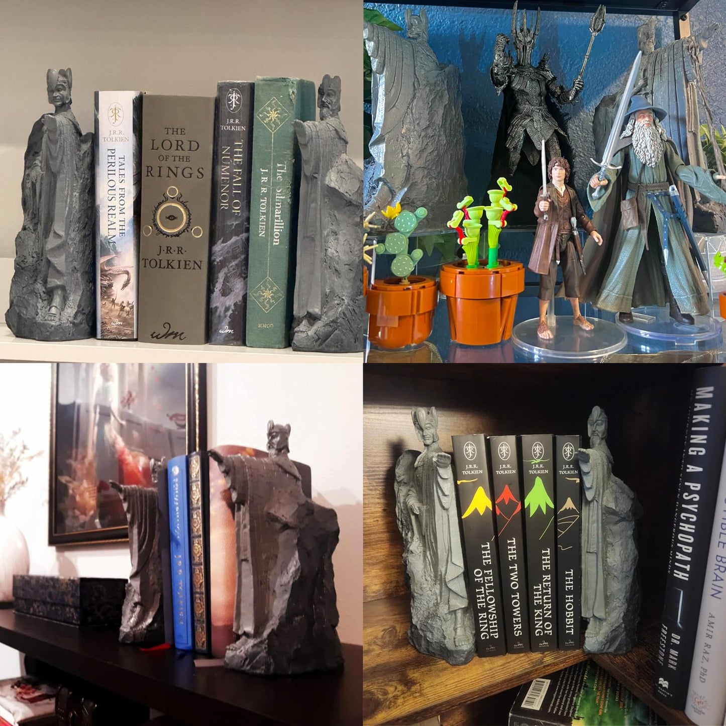 Large Decorative Bookends, 9.5" Book End Resin Collectibles, Decorative Book Stopper Binder and Dividers for Library Office Home (Large)