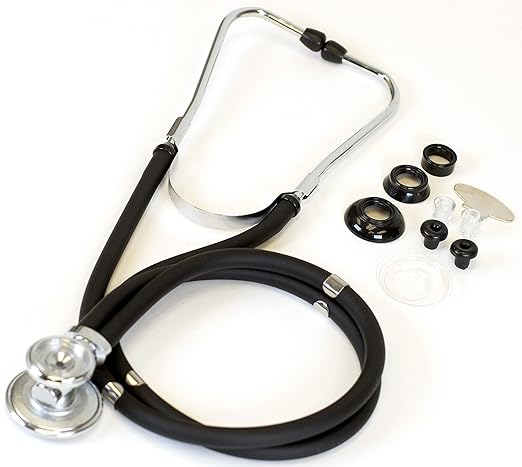 Primacare DS-9295-BK 30" Sprague Rappaport Style Stethoscope for Doctors, Nurses and Medical Students, First Aid Professional Dual Head Cardiology Kit for Men, Women and Pediatric, Black