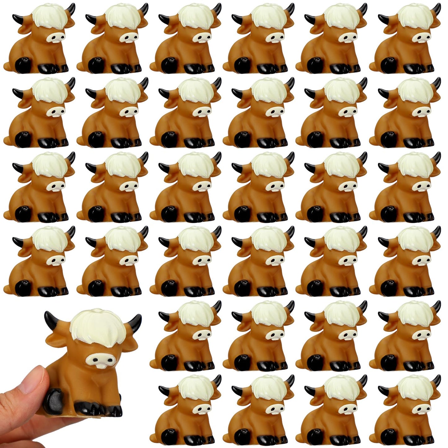Halloscume 60 Pcs Highland Cow Party Favors Mini Brown Cows Floating Decorations Bath Rubber Water Highland Cow Figurines Bulk Figurine Statues Decor for Spring Summer Birthday Party