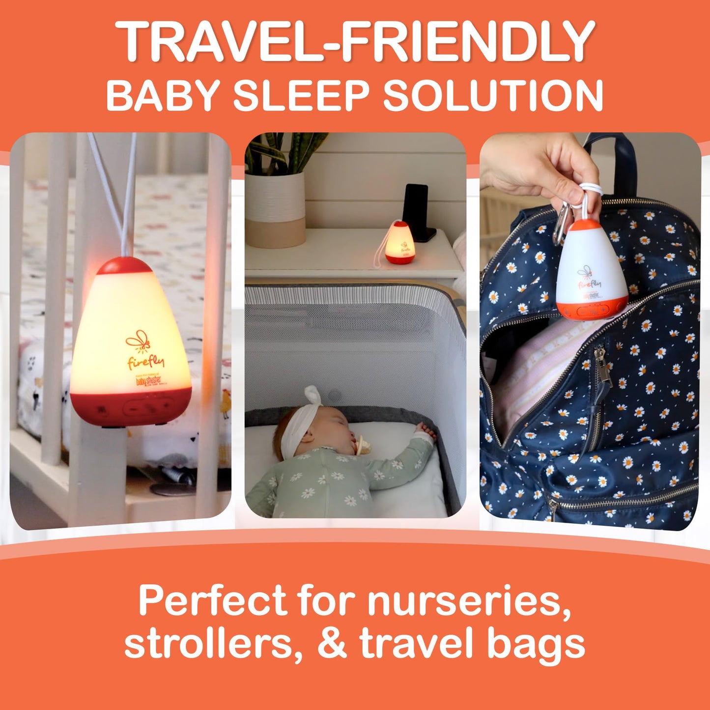 Baby Shusher Firefly Baby Soother for Crying Babies with Nightlight - White Noise Sound Machine, Baby Soother for Sleeping, Newborn Essentials for Crib, USB Rechargeable - 1 Count