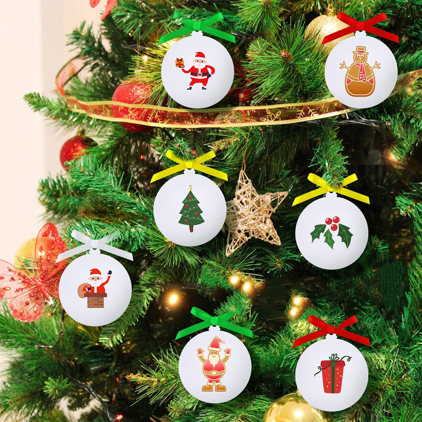 50 Pieces White Acrylic Christmas Ornaments Blanks 3.15 Inch Round Unfinished Acrylic Christmas Ornaments for DIY Crafts Projects for Tree Decoration Xmas Party Decorations