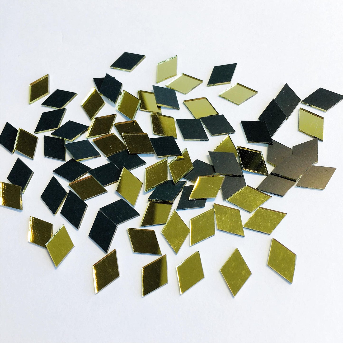 200 Pcs Mini Diamond Shape Mirror Mosaic Tiles for Craft Work, Disco Ball Mirror, Home Decor (Gold)