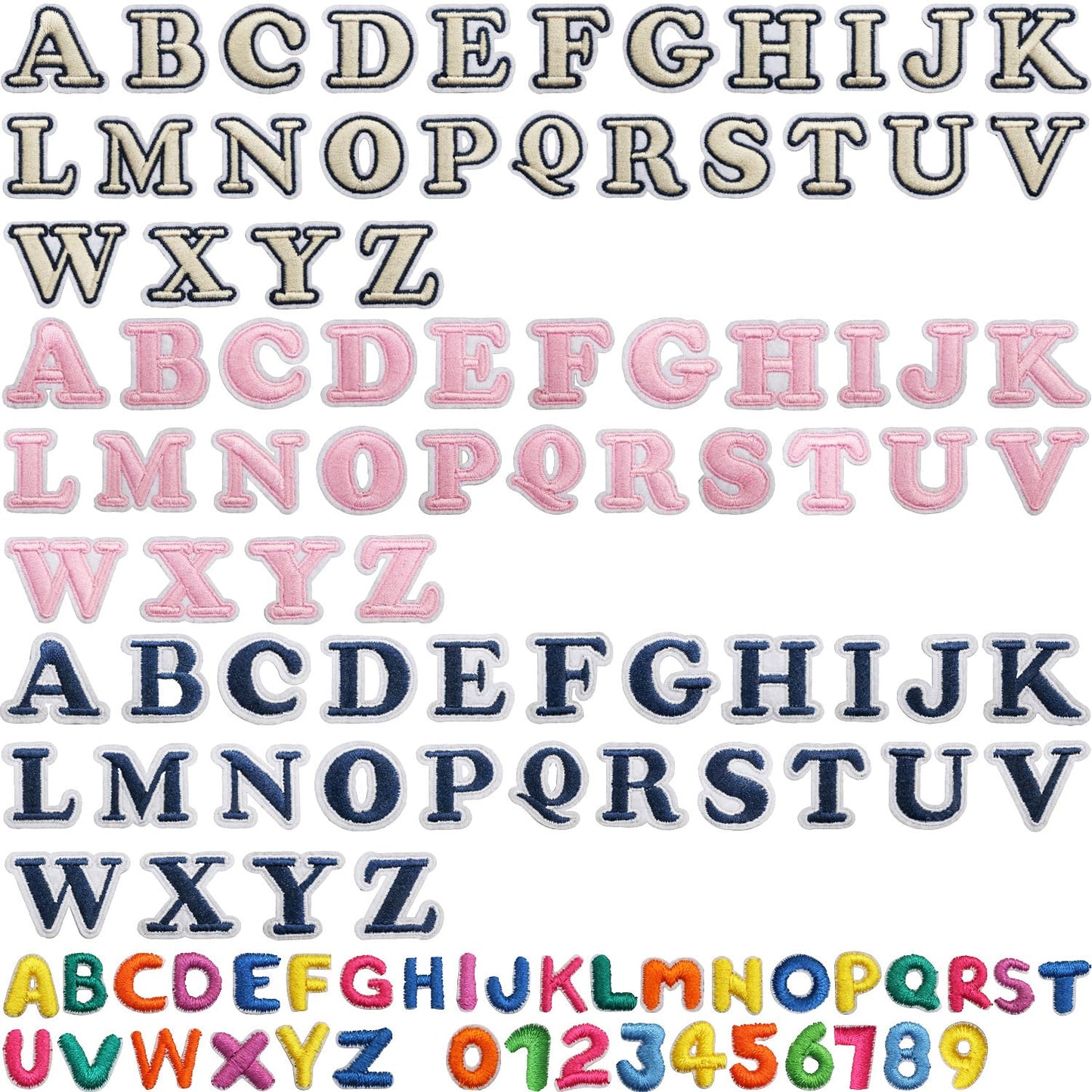 114Pcs Iron on Letter Patches Kit Small Size Letter Embroidered Fabric Patch DIY Coin Purse Card Holder Decorative Patch