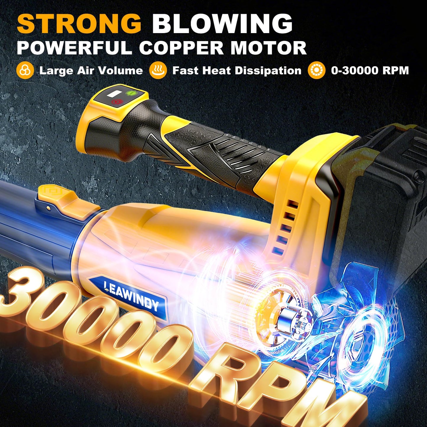Cordless Leaf Blower for Dewalt 20V Max Battery(Tool Only), 560 CFM/180 MPH Electric Leaf Blower with 6-Speed Variable, Lightweight Leaf Blowers, Battery Powered Blowers for Yard, Lawn, Patio Cleaning