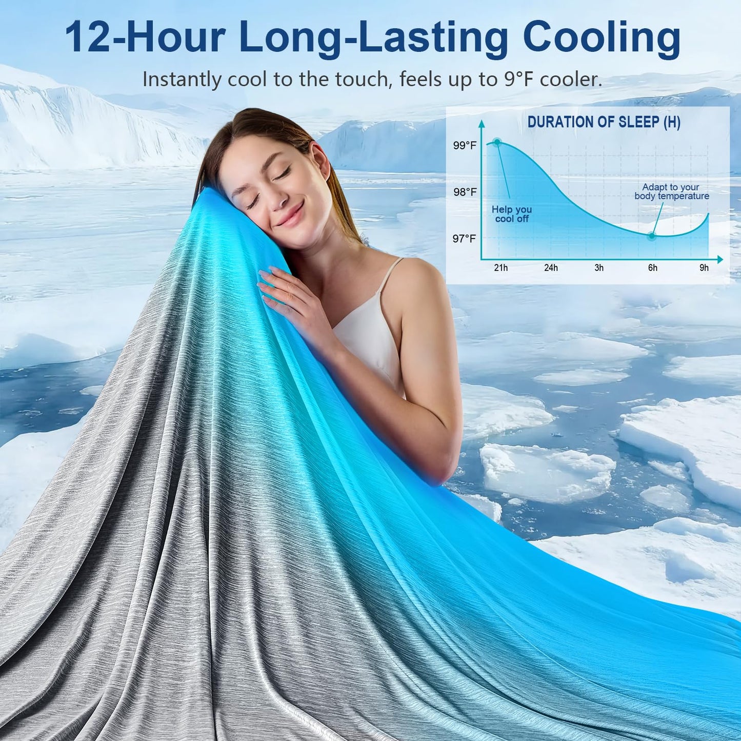 KMUSET Cooling Blanket Twin (60"x80"), Double Sided Summer Cooling Blankets for Hot Sleepers & Night Sweats, Cool Lightweight Blanket for Dorm Room Essentials, Picnic, Gifts for Women Light Grey