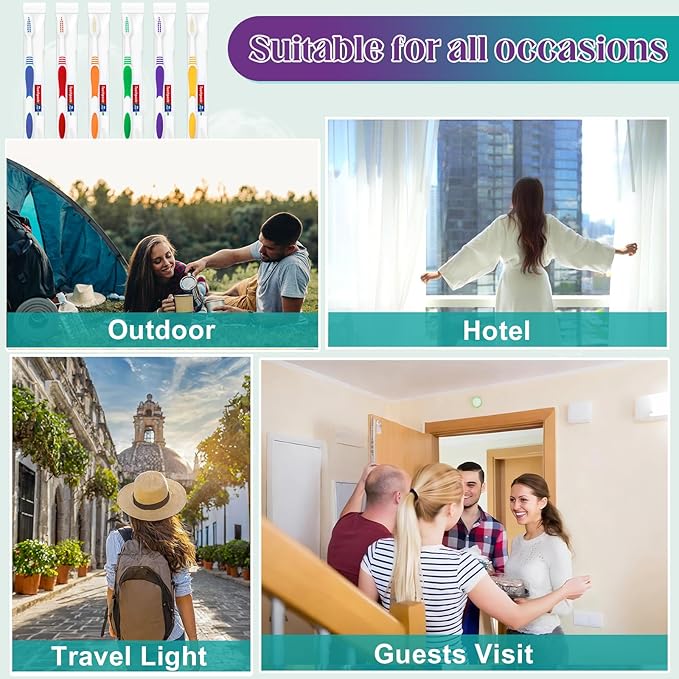 Disposable Toothbrush with Toothpaste 76 PCS, Travel Toothbrush and Toothpaste Bulk Set, Soft Bristle Individually Wrapped Toothbrushes Bulk for Kids, Adult. Suitable for Hotel, Travel, Home, Donated