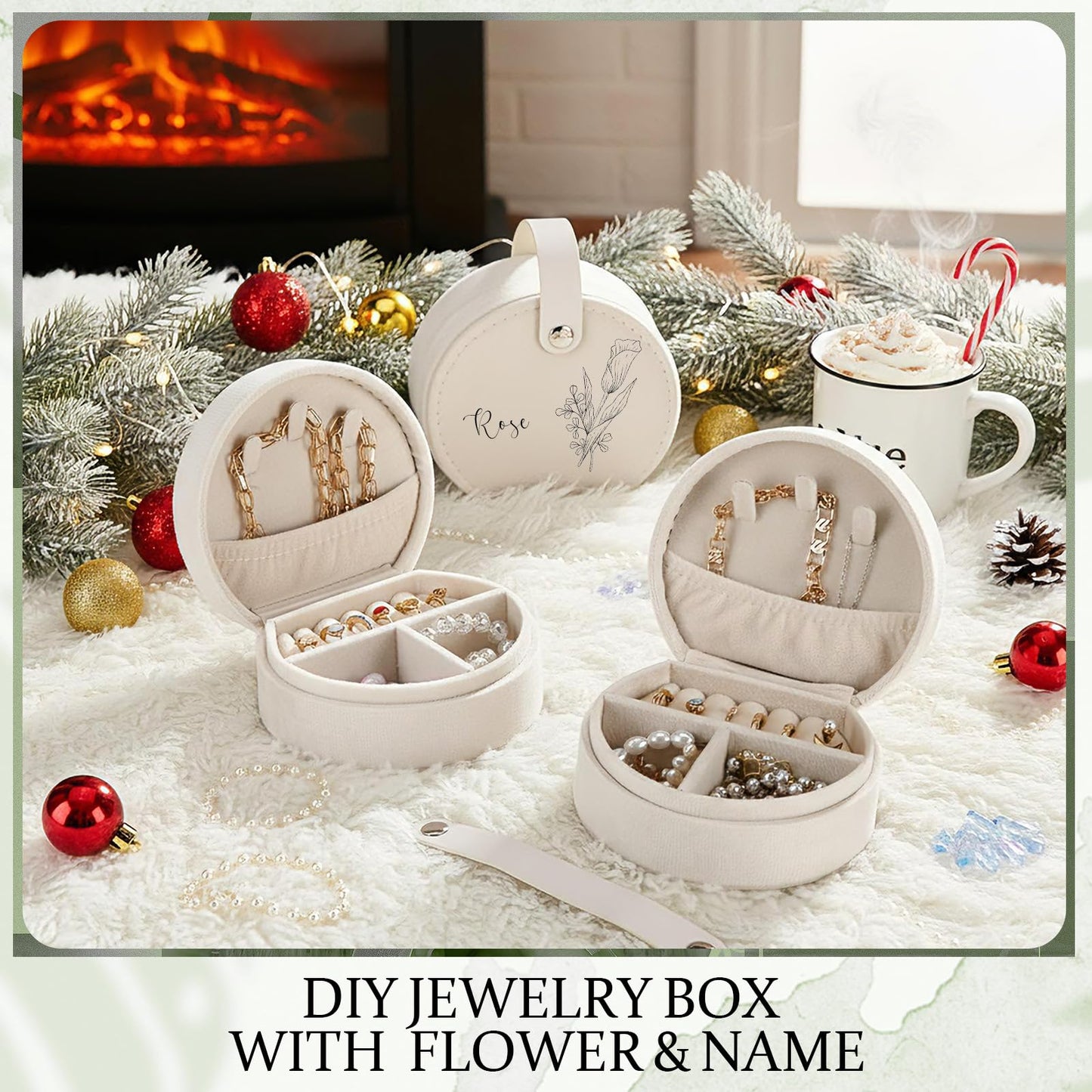 Weysat 8 Pack Velvet Travel Jewelry Case Bridesmaid Gifts Box Small Earring Storage Organizer Women Proposal Wedding Gifts(White)