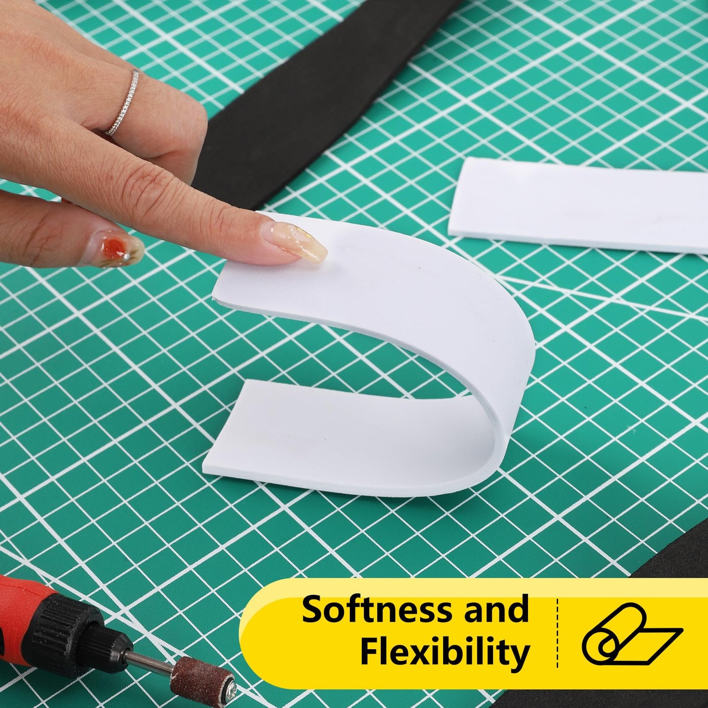 Do²ping White EVA Foam Sheet, 4mm Thick Foam Sheet for Cosplay, 59"x13.9" with High Density 86kg/m3 Eva Foam Roll for Art Craft Costume DIY Project (4mm White)