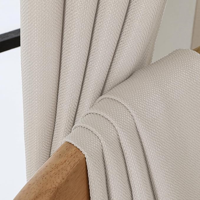 Chyhomenyc 24 Inch Length Tier Curtains, Faux Linen Textured Light Filtering Short Small Cafe Curtains for RV Camper Bathroom Window, 30x24 Inch, 2PCS, Moon Beige