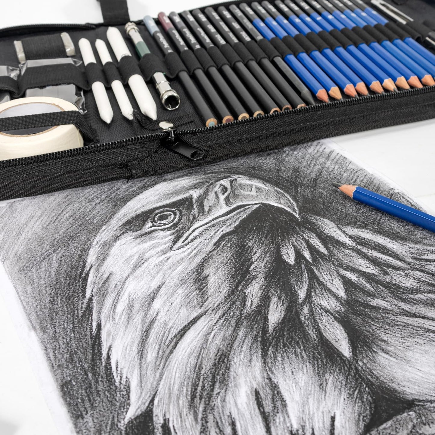 H & B 50 PCS Pro Drawing Set Sketching Kit, Art Kit with Drawing Pencils for Sketching, Graphite and Charcoal Pencils & Sketch Book Set, Art Supplies for Adults and Artists
