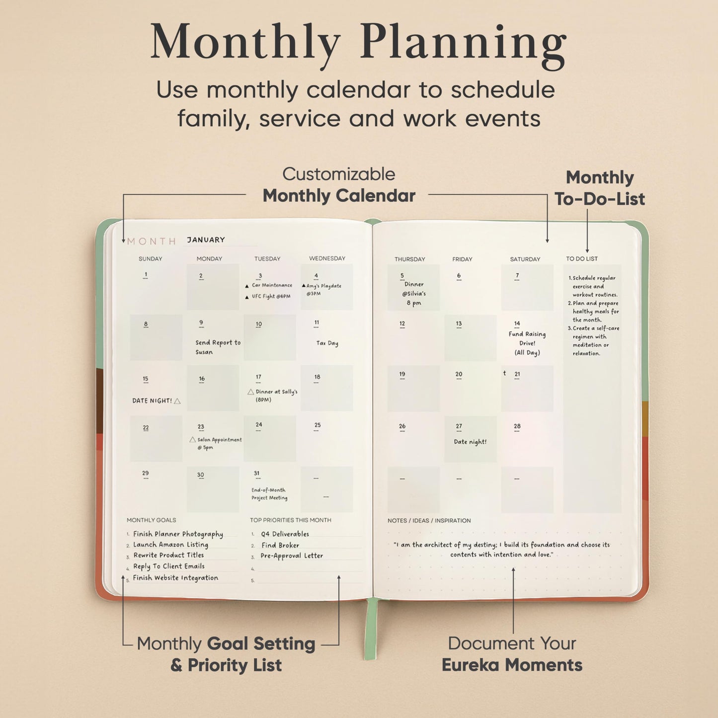 2026 Planner, Daily Journal & Gratitude Journal All-In-One with To Do List, Self Care Prompts & Habit Tracker - 5.8 x 8.3 - Morning