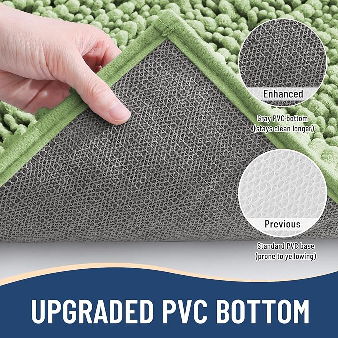 Arotive Luxury Chenille Bathroom Rug Mat, Extra Soft Thick Absorbent Shaggy Bath Rugs, Non-Slip Machine Wash Dry, Plush Bath Mats for Bathroom, Shower and Tub, 36x24, Sage Green