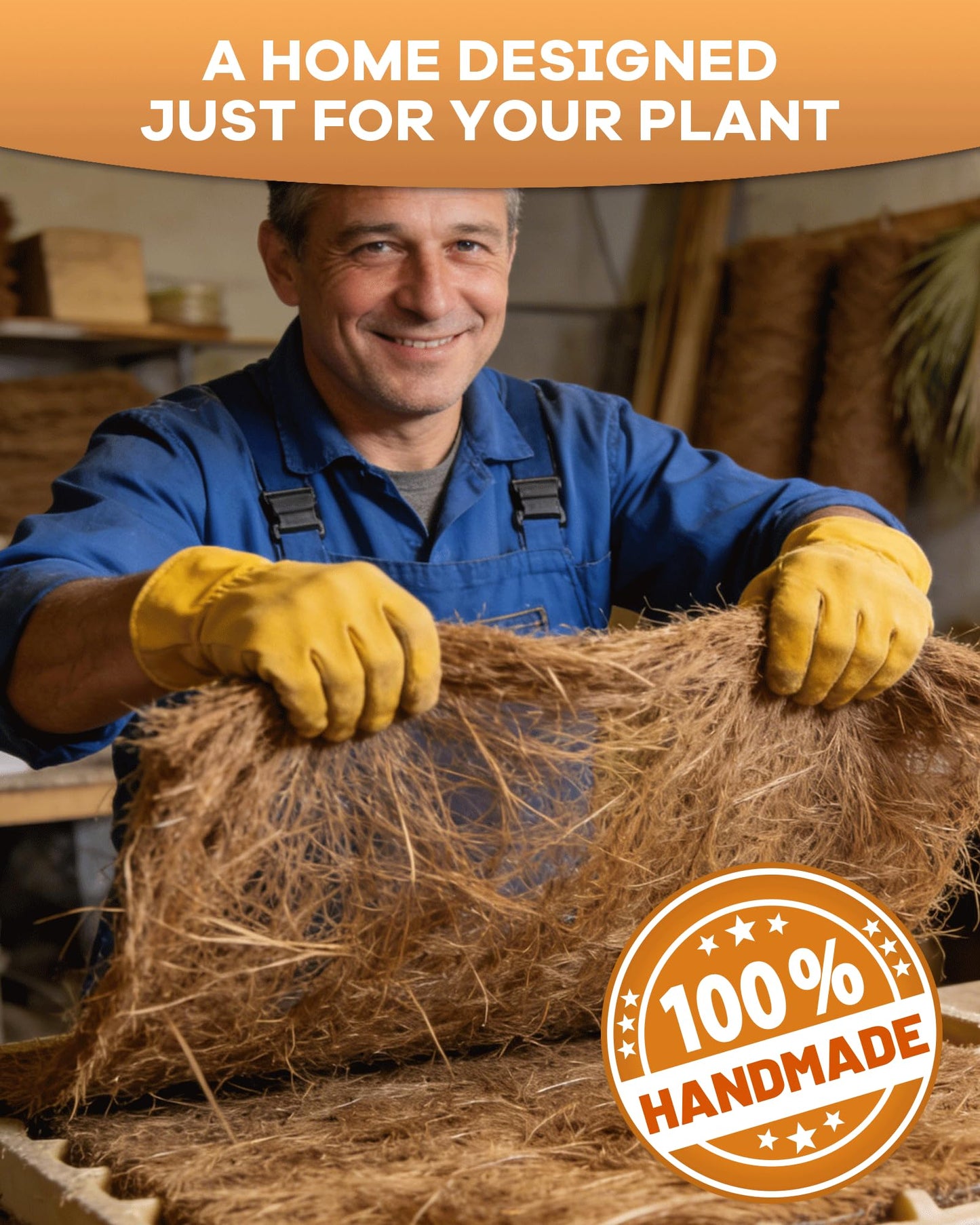 gardmate Coco Liners for Planters - Pre-Formed Coco Fiber for Plants Groove Design Hanging Basket Liners, Handmade Natural Coconut Fiber Pot Liners for Wire Baskets & Window Boxes (3)