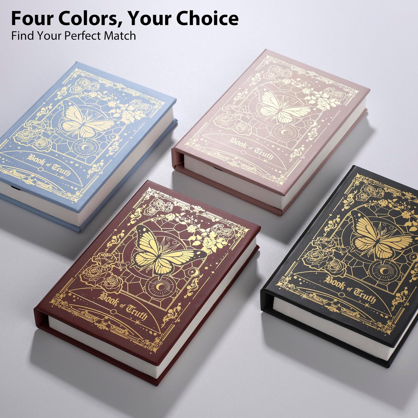 ZBOLE Magic Truth Book Light - Rechargeable LED Book Lamp for Home Decor, Ideal Christmas & Bookworm Gifts with Gold Foil Embossed Cover, Warm White Light for Entertainment & Relaxation (Blue)