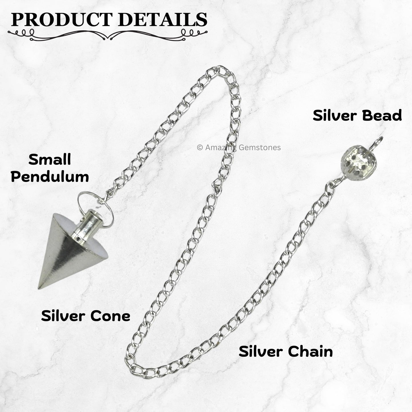 Amazing Gemstone Healing Metal Pendulums for Divination, Silver Small Cone Steel Copper Pendulum High Energy Pendulo de Bronce Pendulos de Mesa MP67