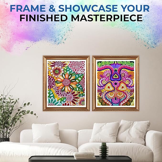 Spiral Bound Adult Coloring Book for Women - 40 Mandala and Flowers Designs - Stress Relief & Relaxation - Single Sided, Perforated Pages, Large A4 Format