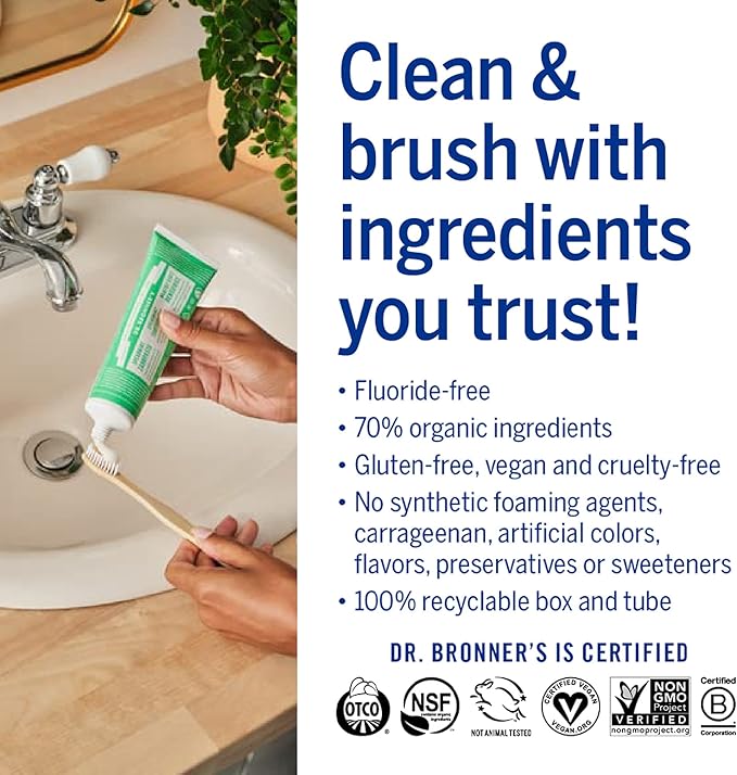 Dr. Bronner’s - All-One Toothpaste (Spearmint, 5 Ounce, 3-Pack)