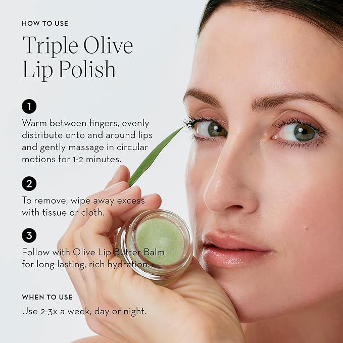 Triple Olive Lip Treatment Duo – 8ml - Organic Exfoliating Lip Polish & Hydrating Lip Butter Balm with Splendore Anchusa Complex