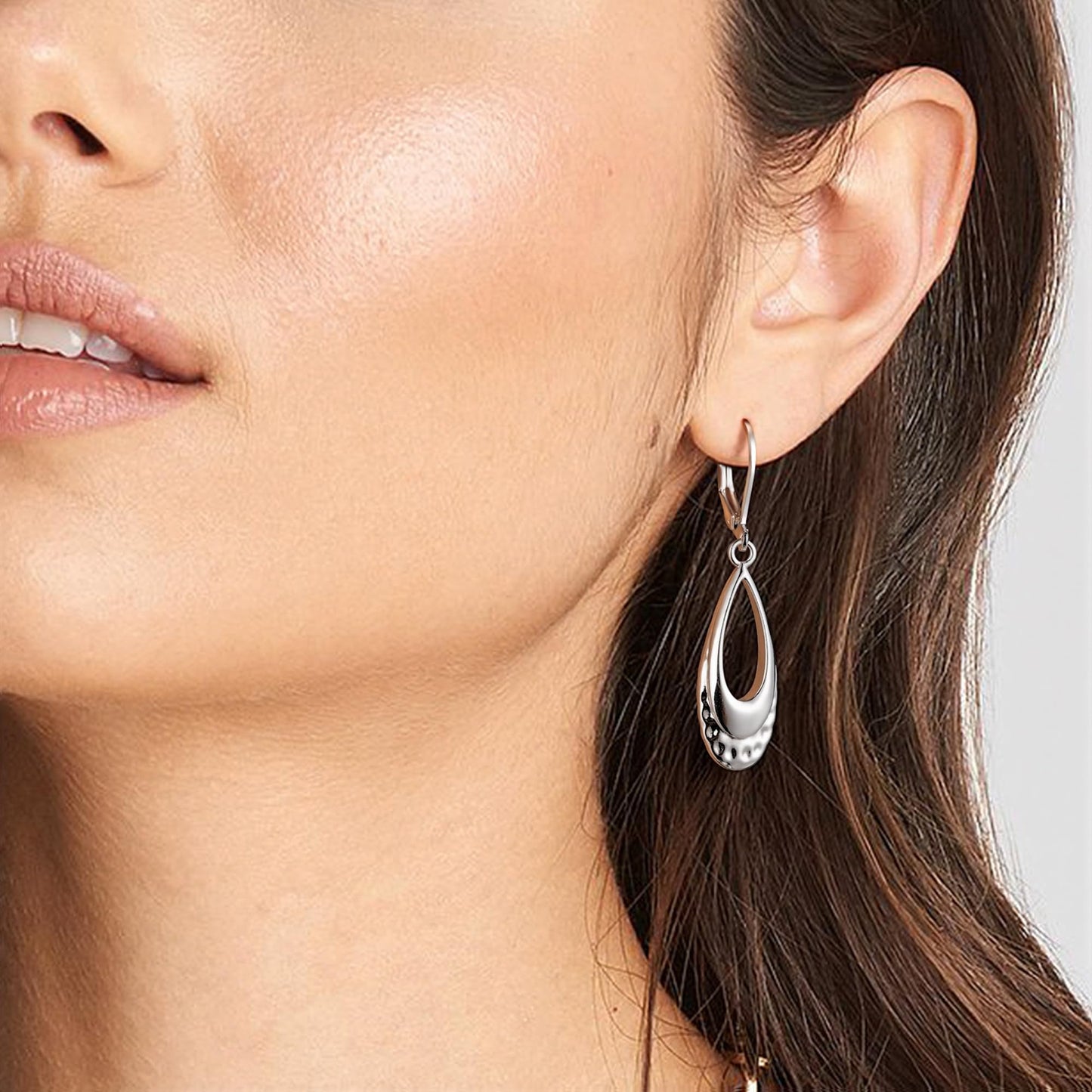 Teardrop Earrings for Women Sterling Silver Leverback Earrings Hypoallergenic Silver Dangle Drop Earring (Filigree-A-G)