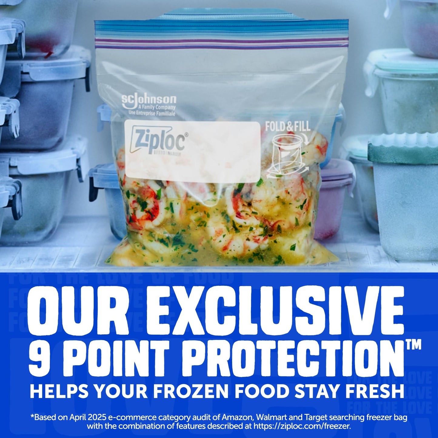Ziploc Quart Food Storage Freezer Bags, 152ct Total, Stand-Up Bottom, Easy to Fill, 38 Count, 4 Pack
