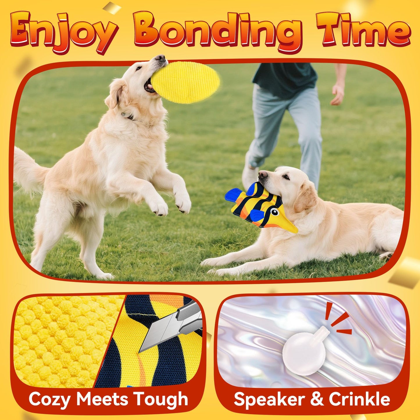 KIPRITII 12-Pack Large Dog Chew Toys for Aggressive Chewers - Includes Tough Chew Bone, Interactive Tug Toys, Squeaky Toys, Great for Medium & Large Breeds Dog
