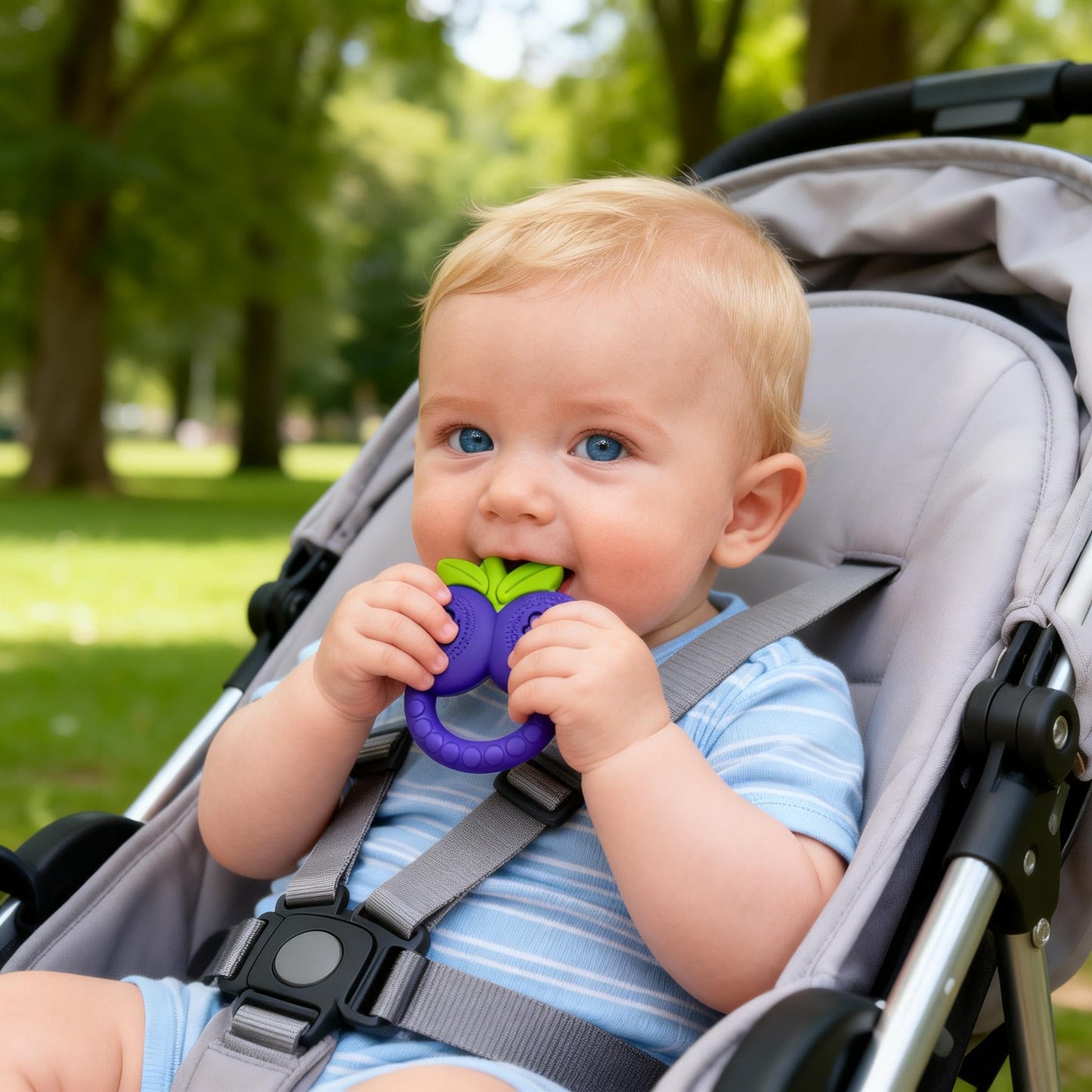 4 Pcs Silicone Baby Teether Set, Fruit Textured Baby Teething Toys, Infant Teething Newborn Teether for Infants, Freezer Safe Frozen Teething Toys, Essential Baby Gear