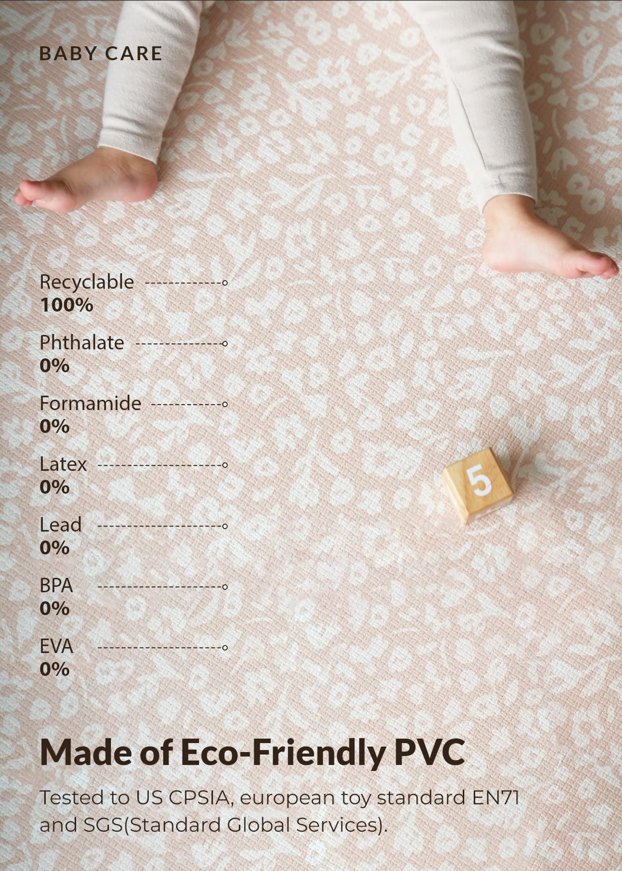 Baby Care Play Mat (Medium, Hygge - Bloom & Entry) 73’’ x 49’’ Original One-Piece Reversible Rollable Waterproof Play Mat for Infants, Babies, Toddler, and Kids