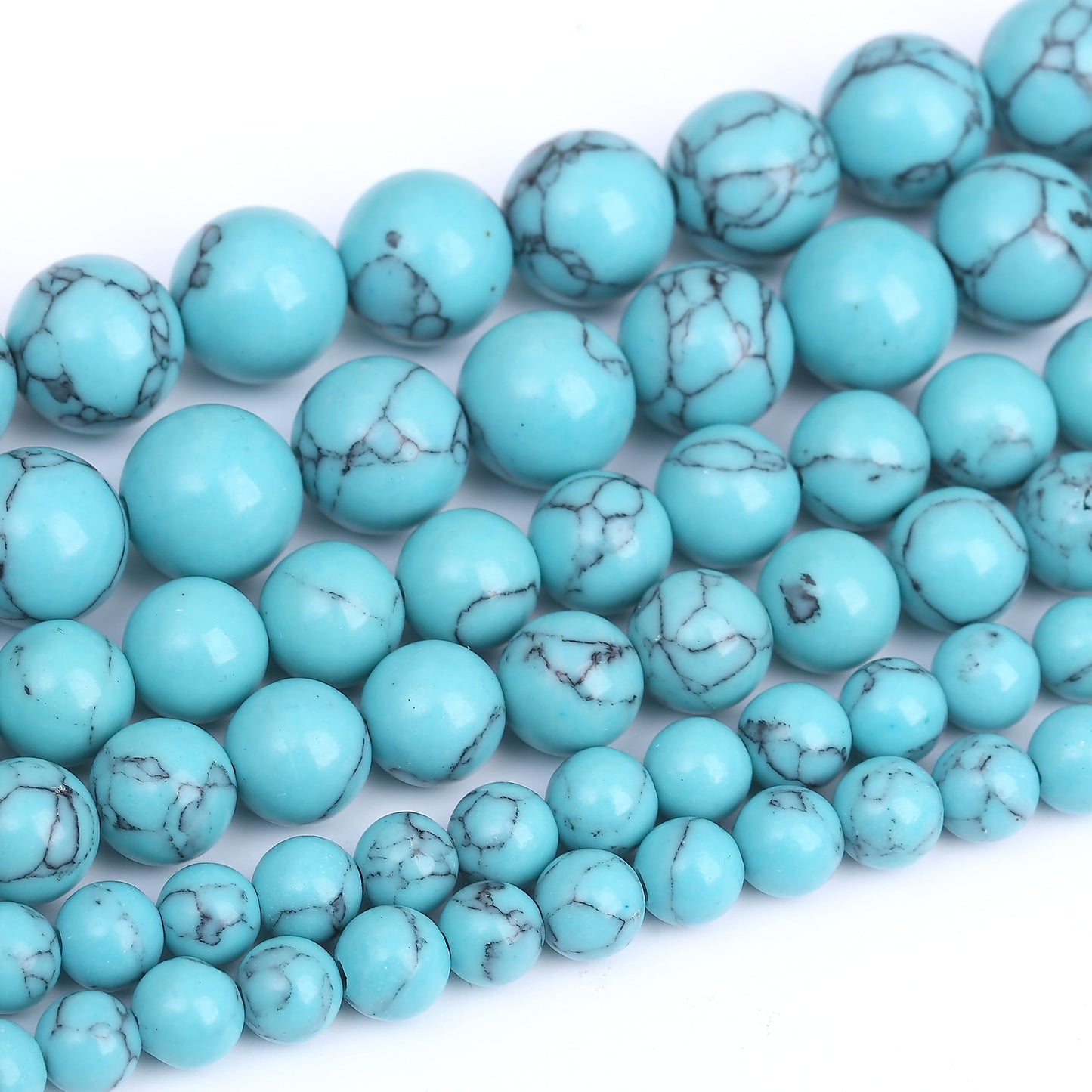 45PCS 8MM Blue Turquoise Round Loose Beads Natural Gemstone Beads for Jewelry Making DIY Bracelet Necklace 15"