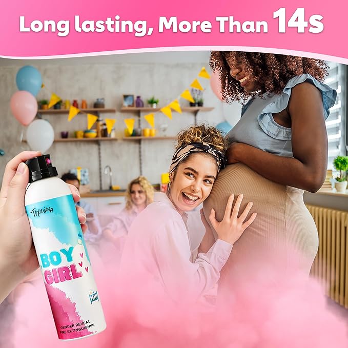 Gender Reveal Fire Extinguisher Set for Newborn Baby, 4Pcs Pink Smoke Bombs, 100% Biodegradable Confetti Cannon for Baby Reveal Party Supplies