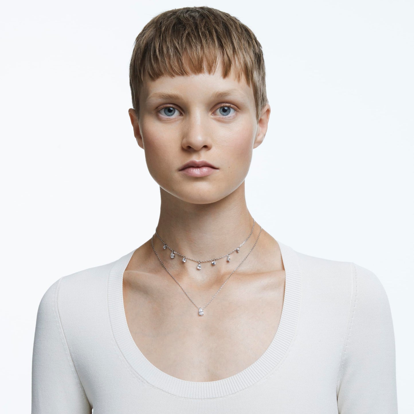 SWAROVSKI Attract choker, White, Rhodium Finish