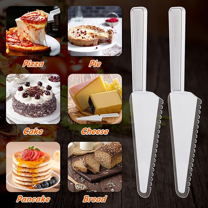 Suclain Disposable Cake Cutter 9.1 Inch Plastic Cake Server Cutting Plastic Spatula Knives Pie Pizza Pastry Slicer Serving Utensils for Kitchen Wedding(Clear,100 Pieces)