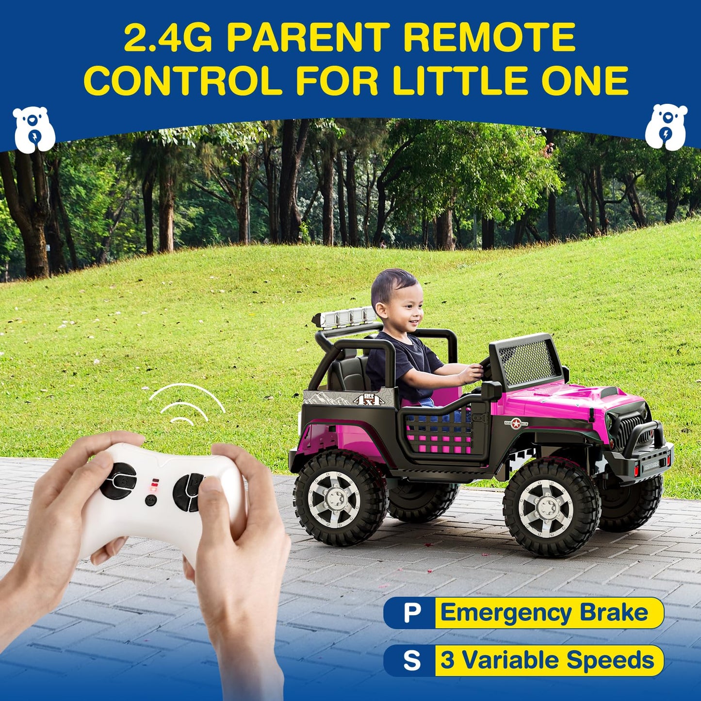 LIGIANT 2 Seater Ride On Car, 24V Kids Electric Car w/Remote Control, 4-Wheel Suspension, Bluetooth Speaker, Multi Music Modes, 3 Speeds, LED Lights, Xmas & Birthday Gift Ideas for Kids Ages 3+