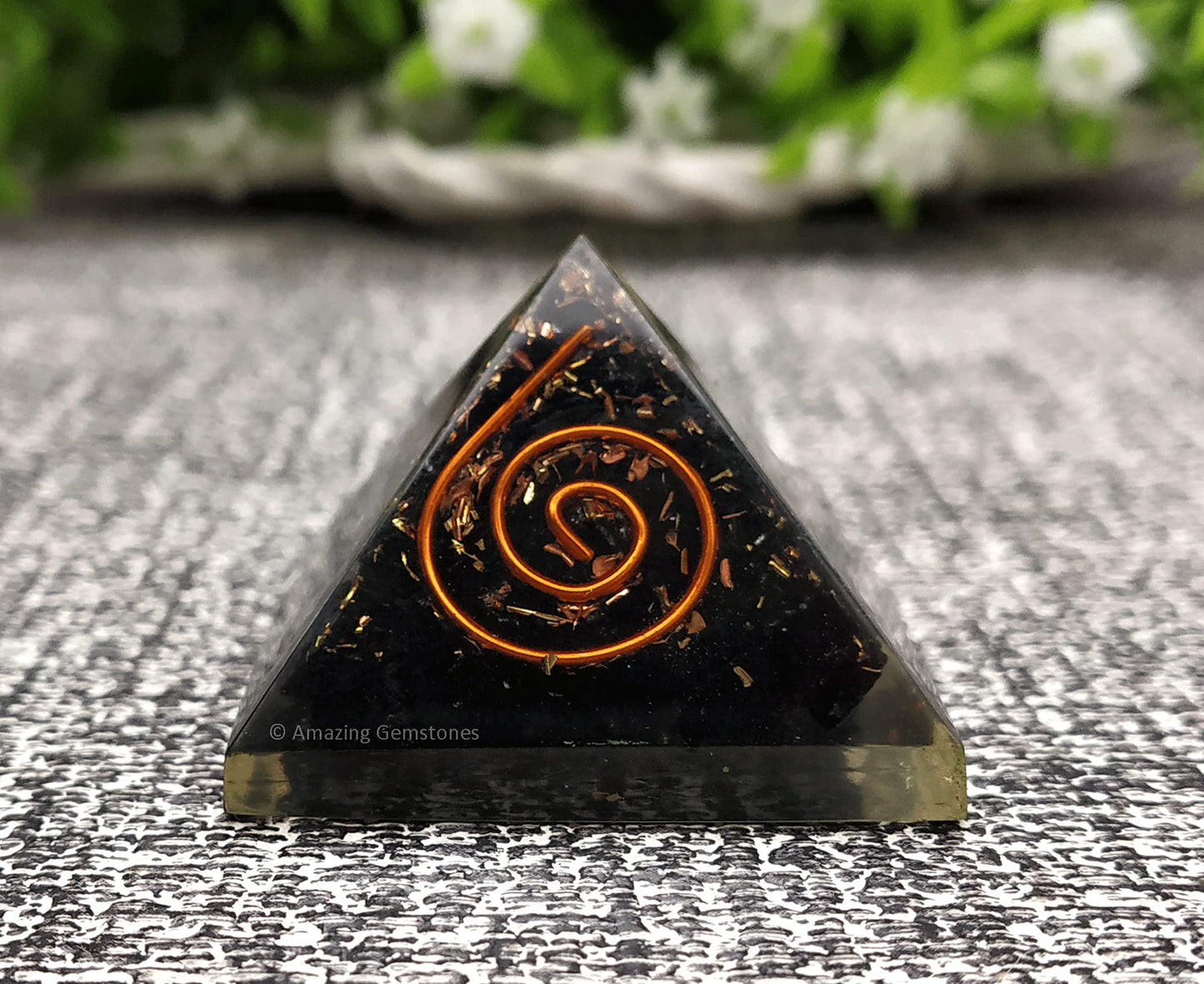 Amazing Gemstone Black Tourmaline Orgone Pyramid - 30mm Small Orgonite Pyramids with Crystals and Healing Stones - Authentic Organite Gifts