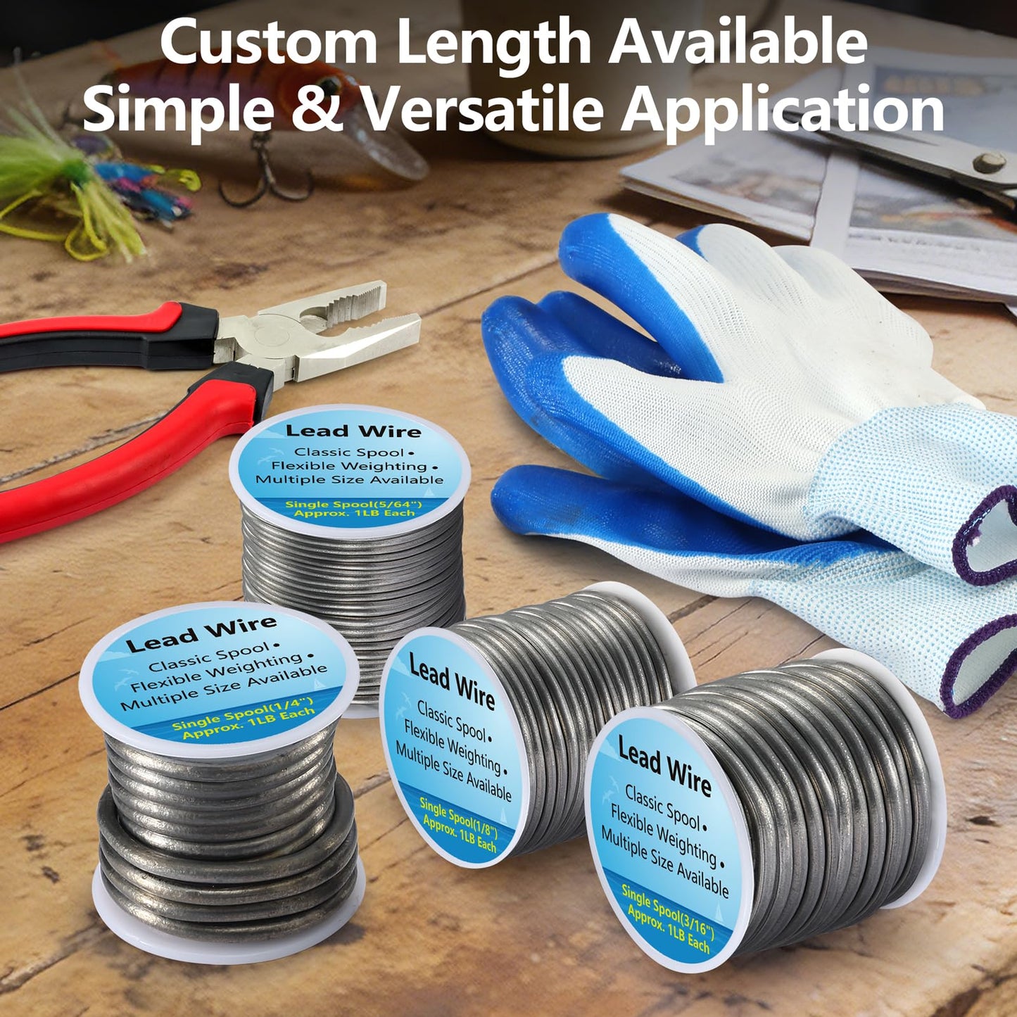 holama Lead Wire Solid Core Roll 1 Lb Spool — Soft High Density Lead Line for Fishing Sinkers, Drift & Dragging Weights, Fly Tying Crafting Material with 5/64", 1/8", 3/16", 1/4" Gauge Available