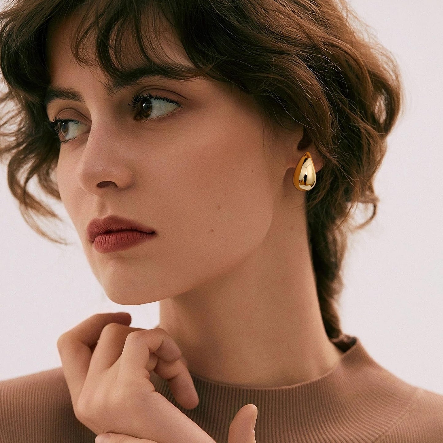 Gacimy 14K Gold Plated Teardrop Earrings Dupes for Women, Chunky Drop Earrings for Women with 925 Sterling Silver Post, 0.7 Inches