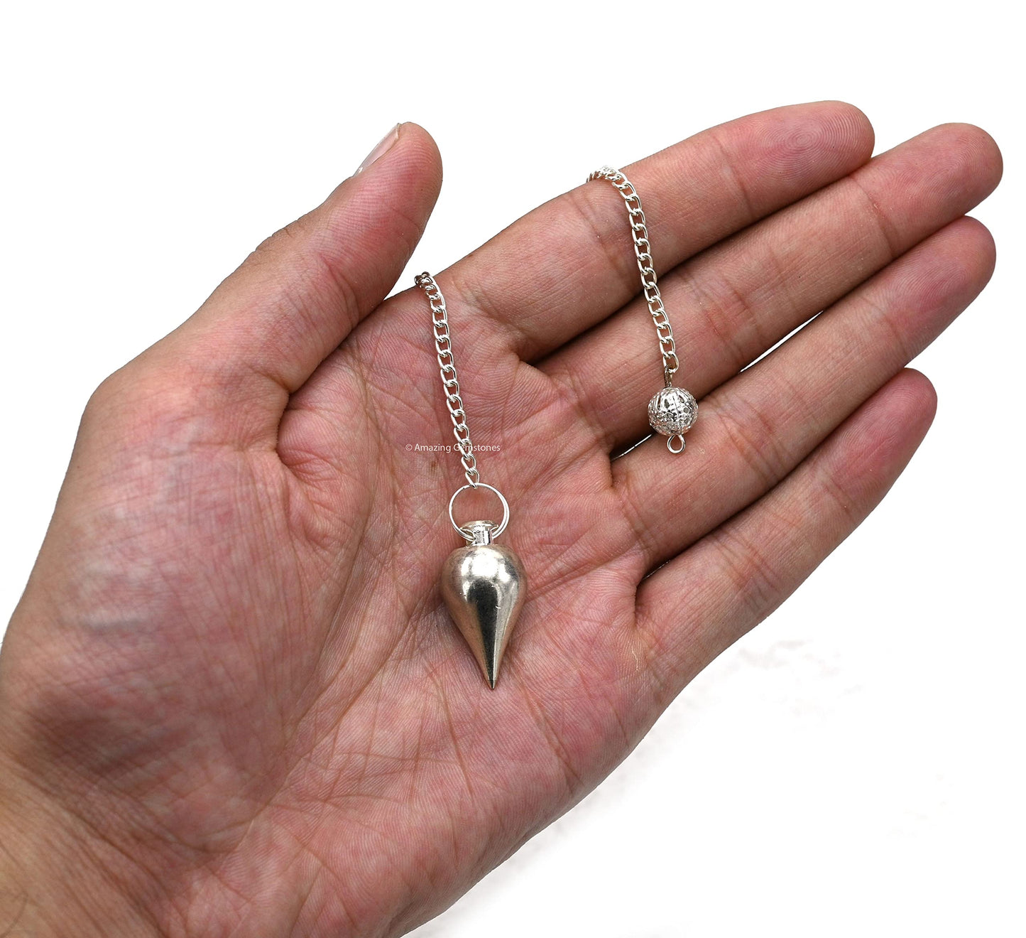 Amazing Gemstone Healing Metal Pendulums for Divination, Silver Cone Steel Copper Pendulum High Energy Pendulo de Bronce Pendulos de Mesa MP1