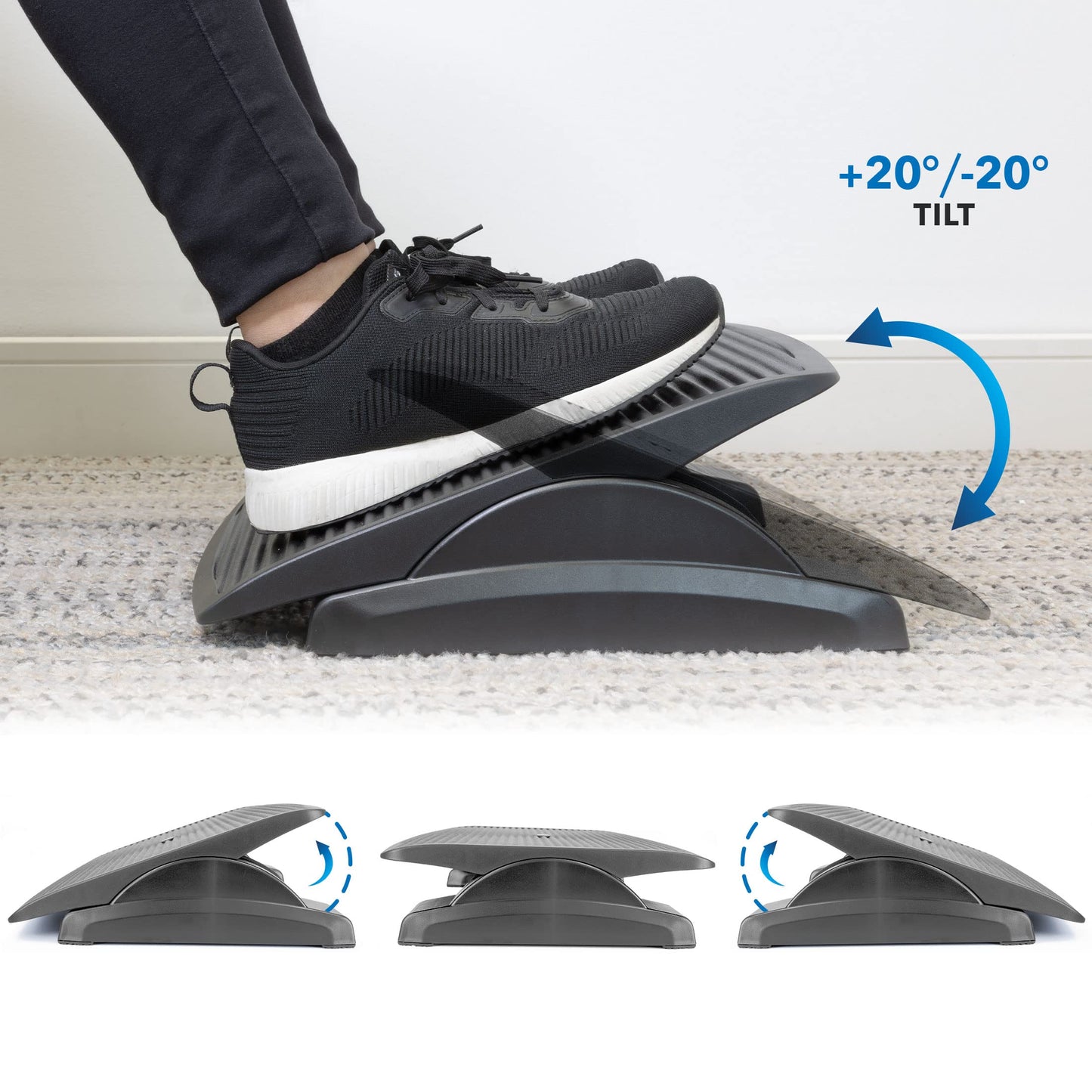 Mount-It! Under Desk Footrest, Adjustable Foot Rest Under Desk with 3 Tilt Positions, Large Non Slip Office Foot Rest with Massaging Surface, Ergonomic Foot Stool Under Desk for Home or Office