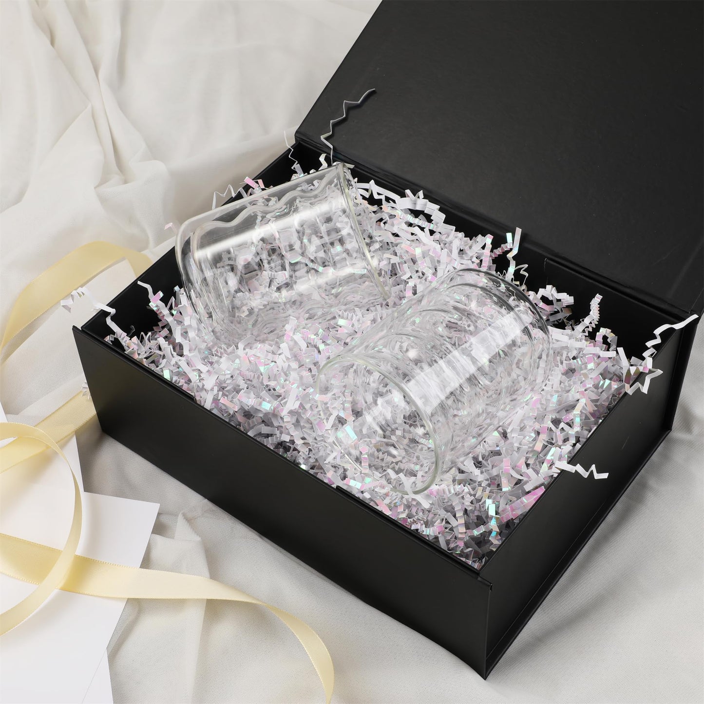 MUMUPACK Black Gift Box,13x11x5.3 Large Gift Boxes With Lids For Presents Includes Ribbon And Diy Printable Sticker Paper,Bridesmaid Proposal Box,Magnetic Gift Box For Birthday,Wedding,Graduation