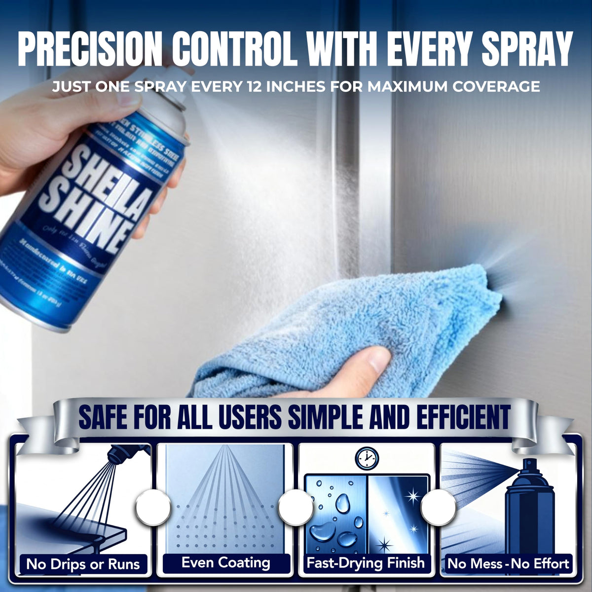 12 x 10oz Stainless Steel Cleaner and Polish With Cloth (120 Ounce)