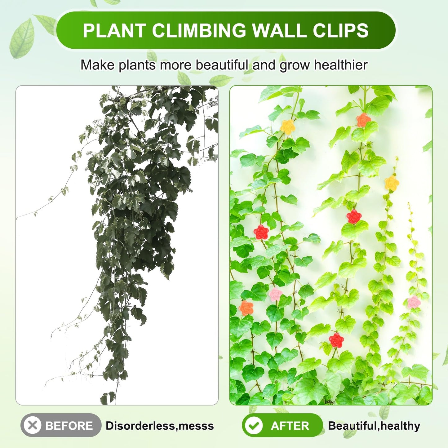 M METERXITY 100 Pack Plant Wall Clips, Self-Adhesive Plant Climbing Wall Clips Fixer with Acrylic Adhesive Sticker for Vine Support/Indoor/Outdoor Decor [Rose-Pink]